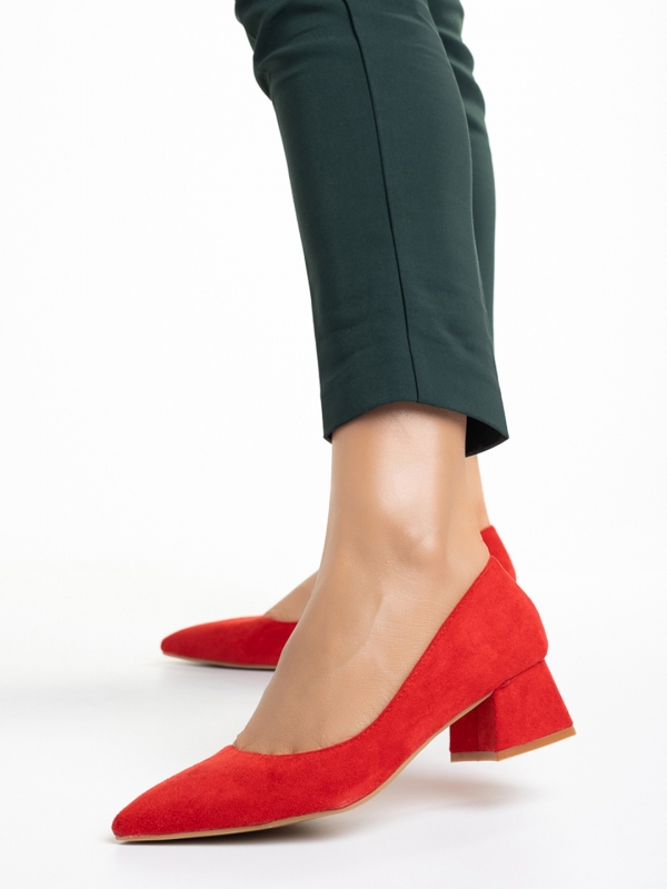 Cataleya piros női cipő, textil anyagból készült, 2 - Kalapod.hu