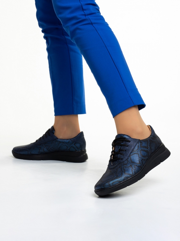 Anahita kék alkalmi női cipő, valódi bőrből készült, 3 - Kalapod.hu