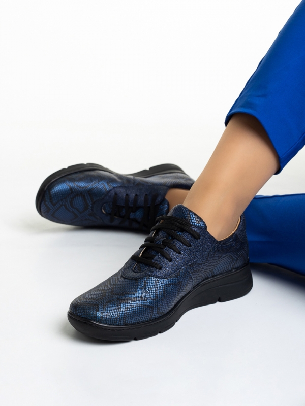 Anahita kék alkalmi női cipő, valódi bőrből készült, 4 - Kalapod.hu