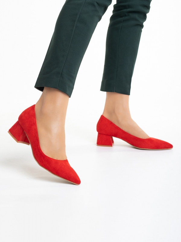 Cataleya piros női cipő, textil anyagból készült, 4 - Kalapod.hu