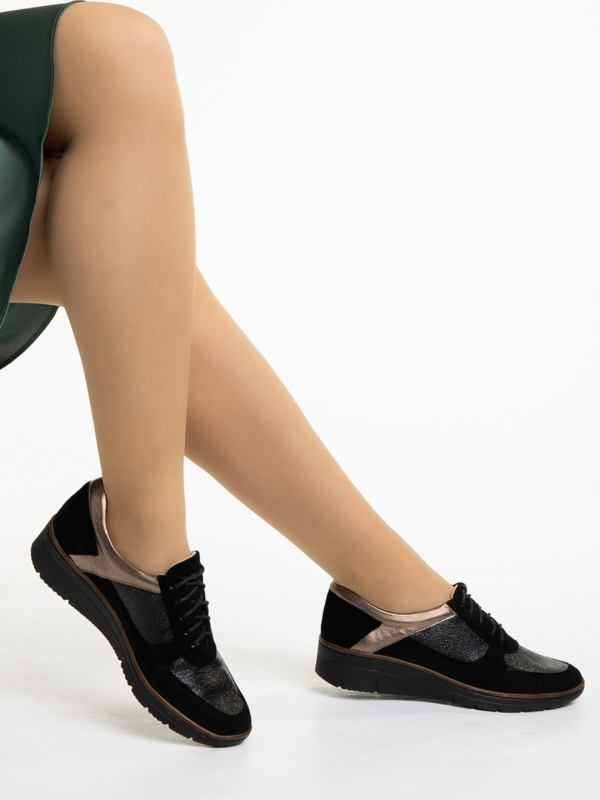 Meira fekete alkalmi női cipő, valódi bőrből készült, 5 - Kalapod.hu