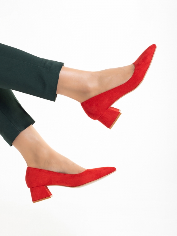 Cataleya piros női cipő, textil anyagból készült, 5 - Kalapod.hu