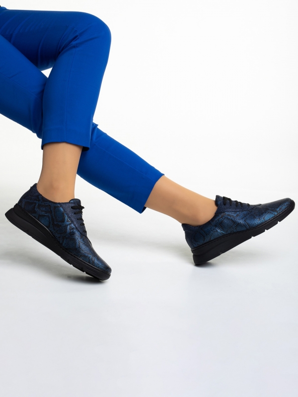 Anahita kék alkalmi női cipő, valódi bőrből készült, 5 - Kalapod.hu