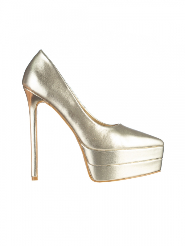 Suraya arany női cipő, műbőrből készült, 6 - Kalapod.hu