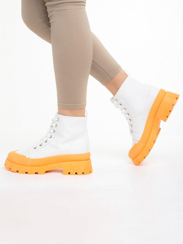 Vanisha fehér és narancssárga női tornacipő textil anyagból, 3 - Kalapod.hu