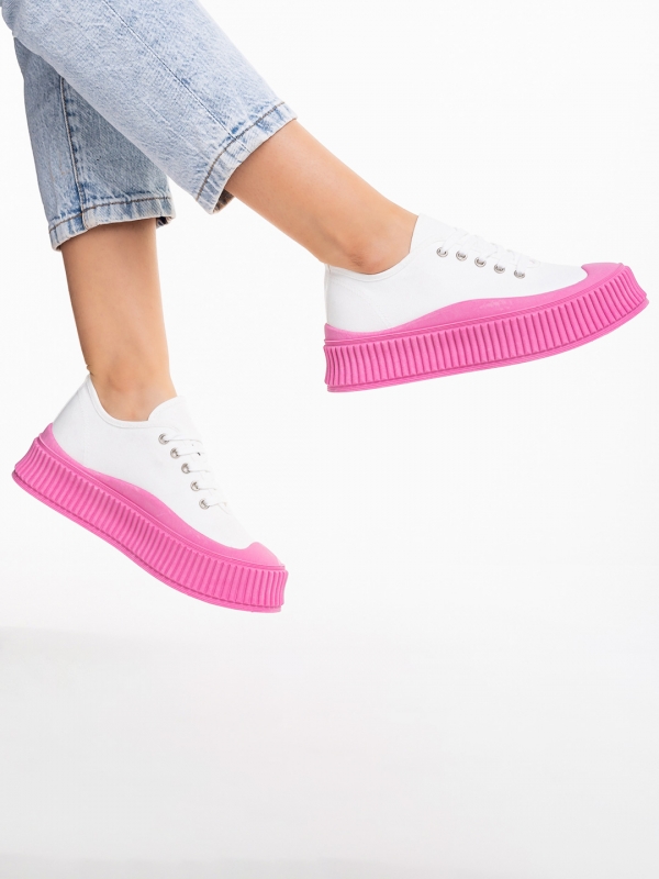 Giada fehér és rózsaszín női tornacipő, textil anyagból készült, 3 - Kalapod.hu