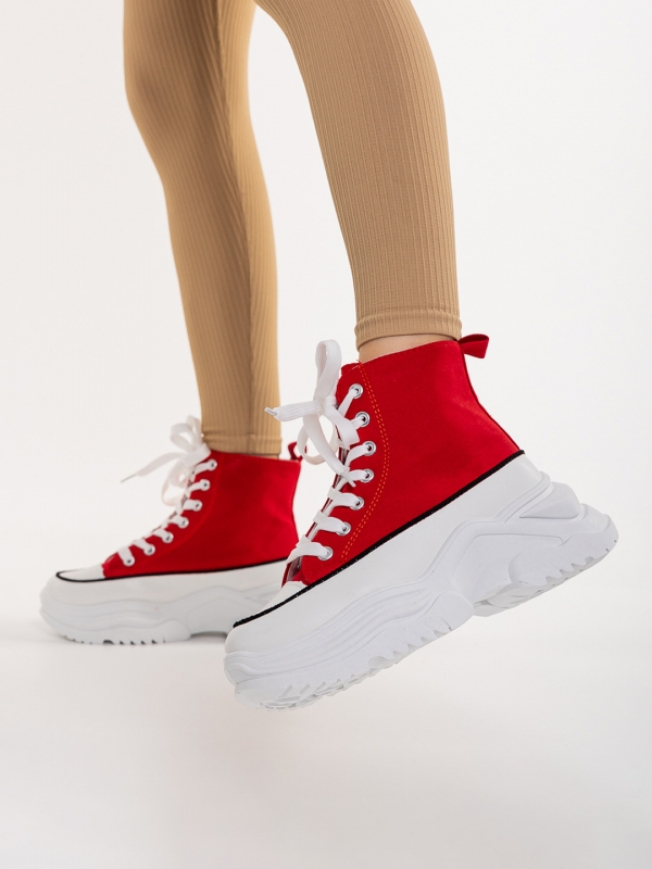 Ariva piros női tornacipő textil anyagból, 3 - Kalapod.hu