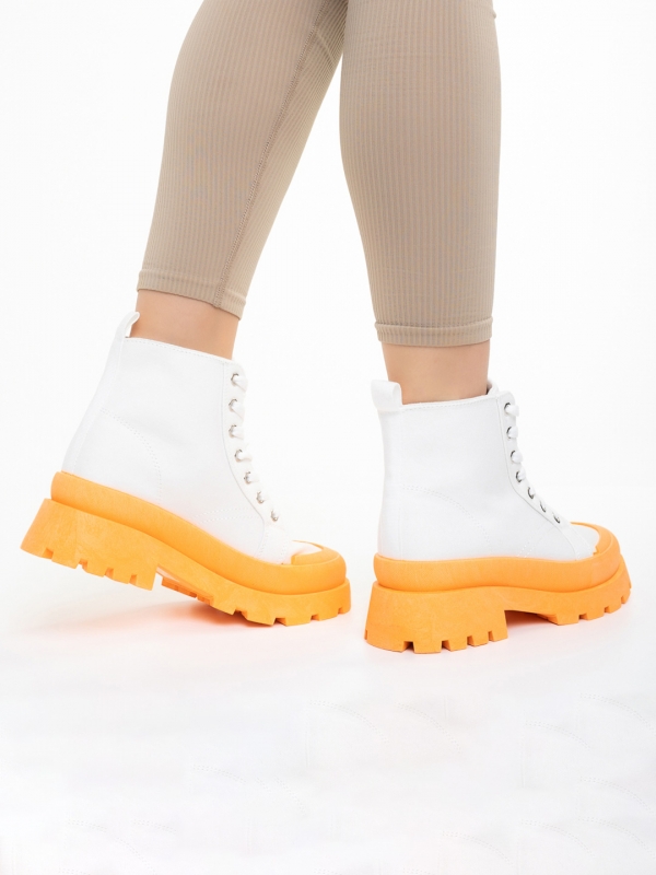 Vanisha fehér és narancssárga női tornacipő textil anyagból, 4 - Kalapod.hu