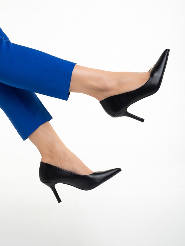 Laurissa fekete női cipő sarokkal, műbőrből készült, 5 - Kalapod.hu