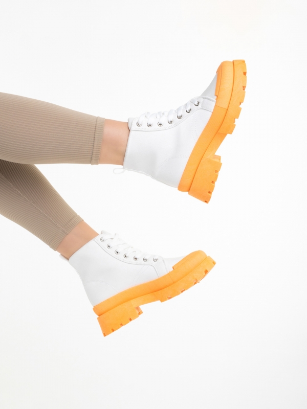 Vanisha fehér és narancssárga női tornacipő textil anyagból, 5 - Kalapod.hu