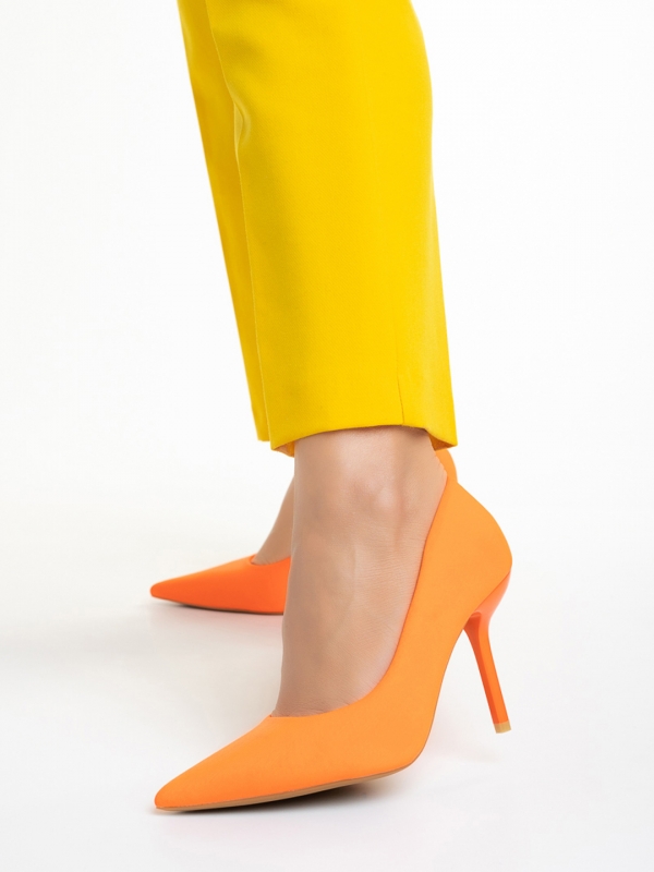 Emelda narancssárga női cipő, textil anyagból készült, 2 - Kalapod.hu