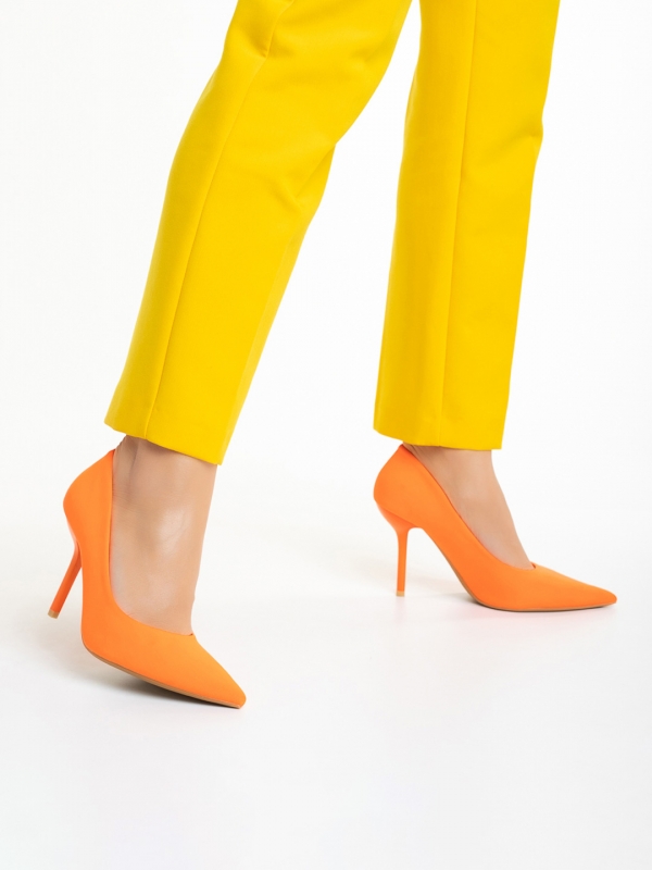 Emelda narancssárga női cipő, textil anyagból készült, 3 - Kalapod.hu