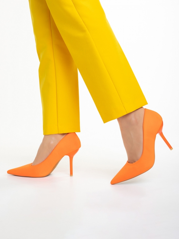 Emelda narancssárga női cipő, textil anyagból készült, 4 - Kalapod.hu