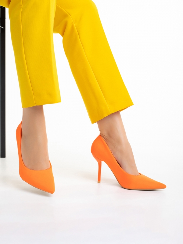 Emelda narancssárga női cipő, textil anyagból készült, 5 - Kalapod.hu