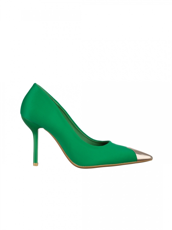 Melany zöld női cipő sarokkal, textil anyagból készült, 7 - Kalapod.hu
