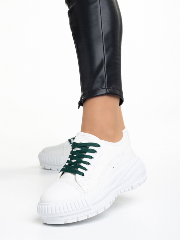 Vineta fehér és zöld női tornacipő, textil anyagból készült, 2 - Kalapod.hu