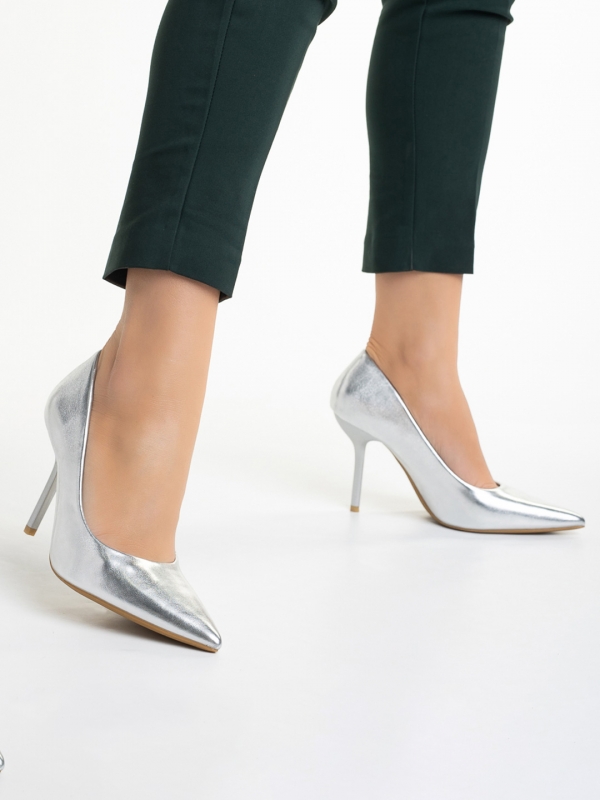 Leya ezüst női cipő, műbőrből készült, 2 - Kalapod.hu
