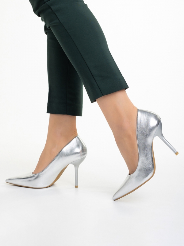 Leya ezüst női cipő, műbőrből készült, 3 - Kalapod.hu