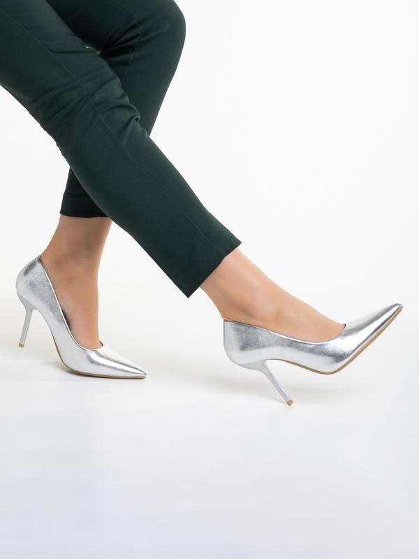 Leya ezüst női cipő, műbőrből készült, 4 - Kalapod.hu