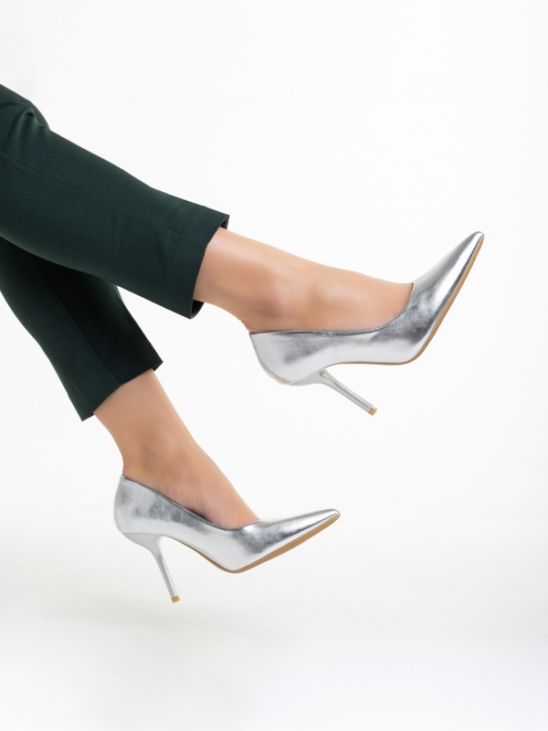 Leya ezüst női cipő, műbőrből készült, 5 - Kalapod.hu