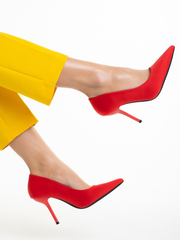 Emelda piros női cipő, textil anyagból készült, 2 - Kalapod.hu