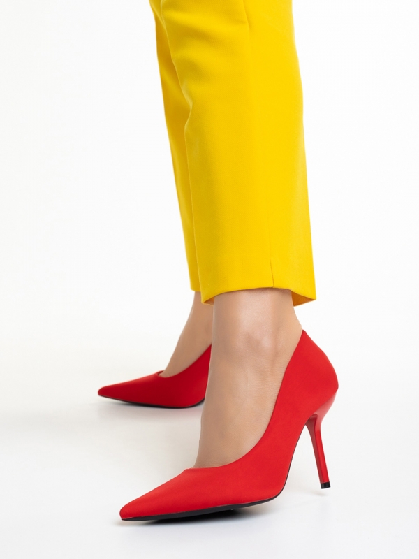 Emelda piros női cipő, textil anyagból készült, 3 - Kalapod.hu