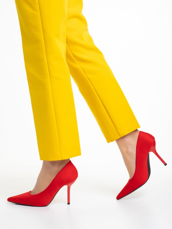 Emelda piros női cipő, textil anyagból készült, 4 - Kalapod.hu