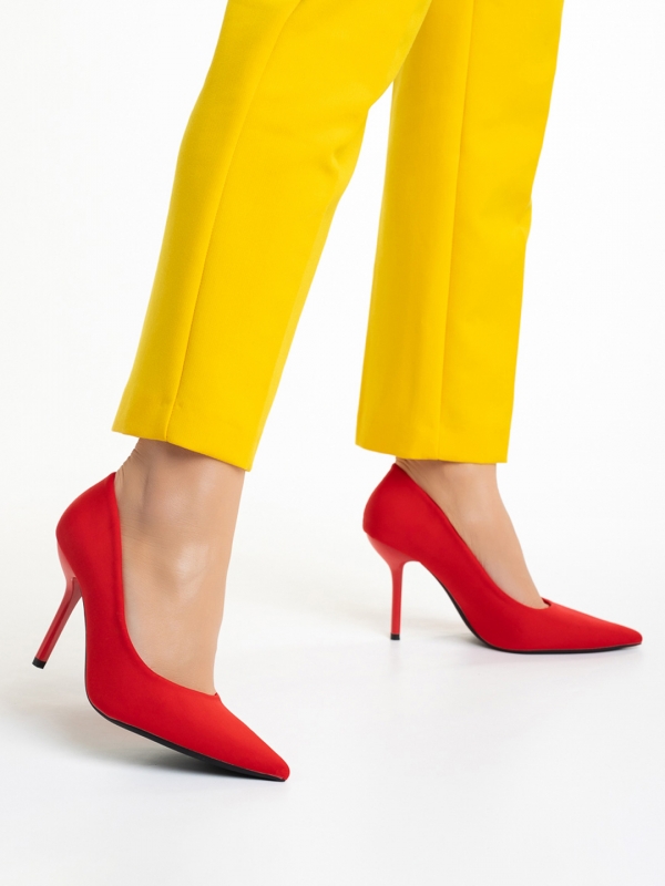 Emelda piros női cipő, textil anyagból készült, 5 - Kalapod.hu