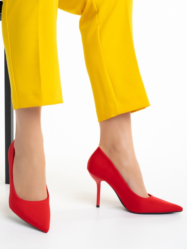 Emelda piros női cipő, textil anyagból készült, 6 - Kalapod.hu