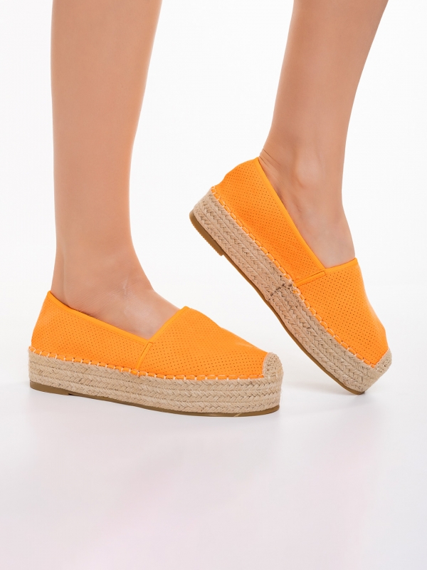 Holland narancssárga női espadrile textil anyagból készült, 2 - Kalapod.hu