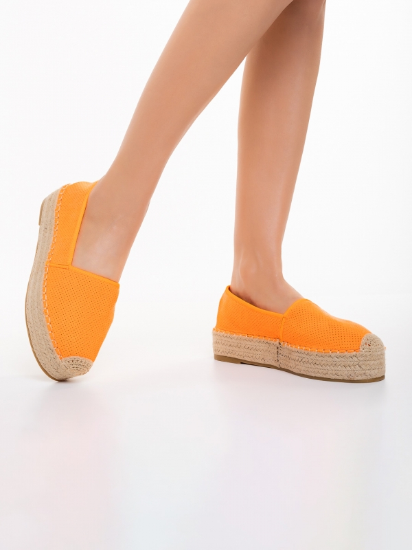 Holland narancssárga női espadrile textil anyagból készült, 4 - Kalapod.hu