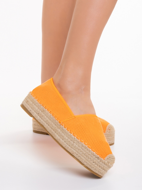 Holland narancssárga női espadrile textil anyagból készült, 5 - Kalapod.hu