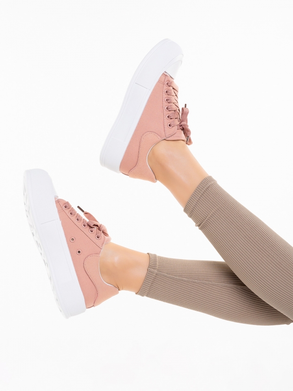 Felizia rózsaszínű női tornacipő, textil anyagból készült, 3 - Kalapod.hu
