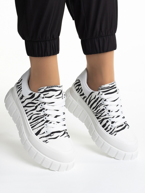 Abon fehér és fekete női tornacipő, textil anyagból készült, 5 - Kalapod.hu