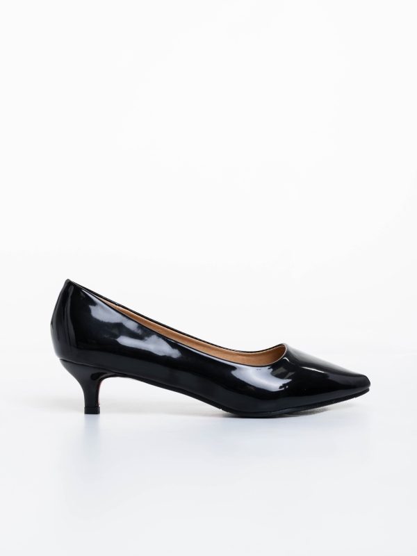 Shanaya fekete női  magassarkú cipő lakkozott ökológiai bőrből, 5 - Kalapod.hu