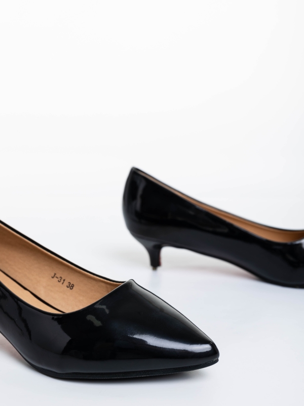 Shanaya fekete női  magassarkú cipő lakkozott ökológiai bőrből, 6 - Kalapod.hu