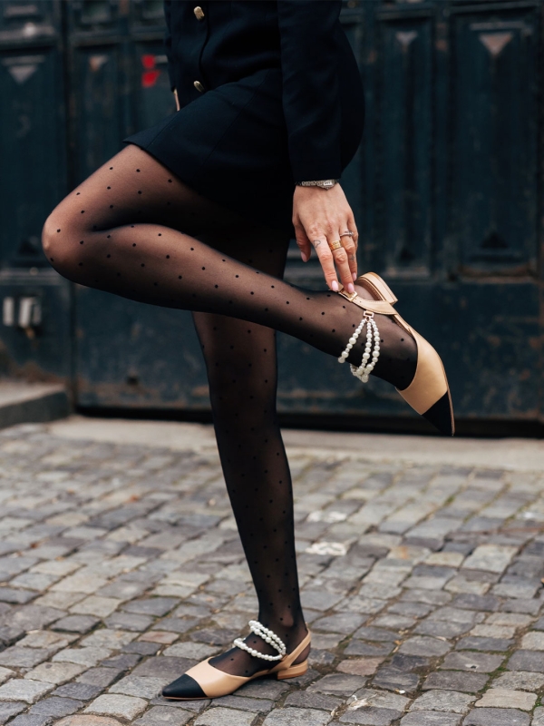 Darlina fekete és bézs női cipő ökológiai bőrből - Kalapod.hu