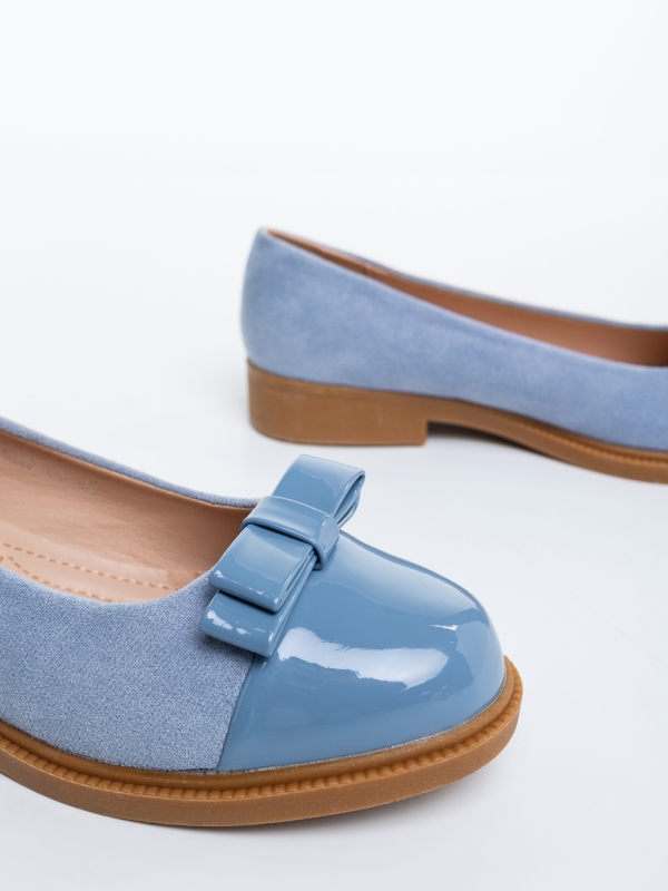 Estrela kék női balerina lakkozott ökológiai bőrből és textil anyagból, 6 - Kalapod.hu
