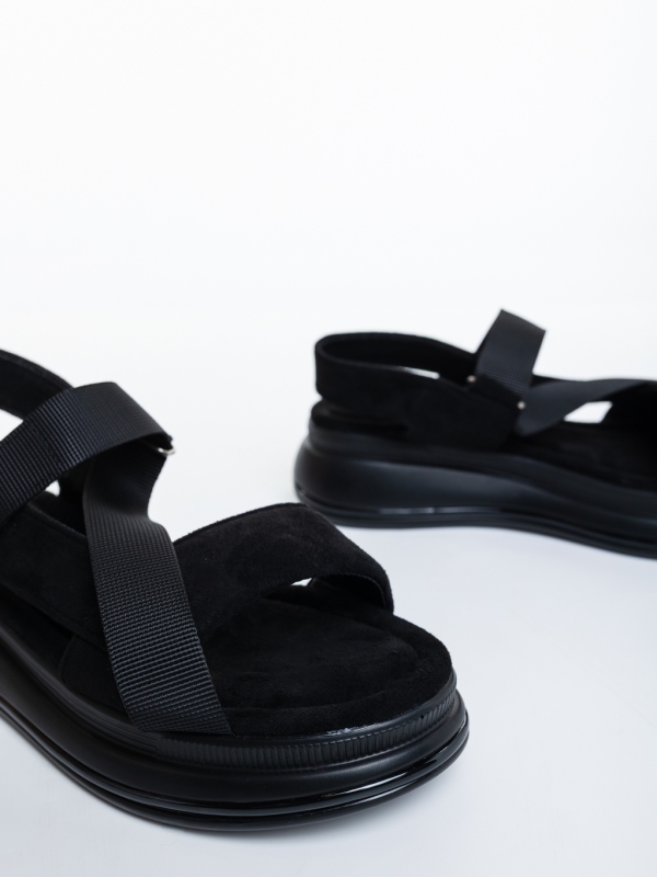 Asavia fekete női platformos szandál textil anyagból, 6 - Kalapod.hu