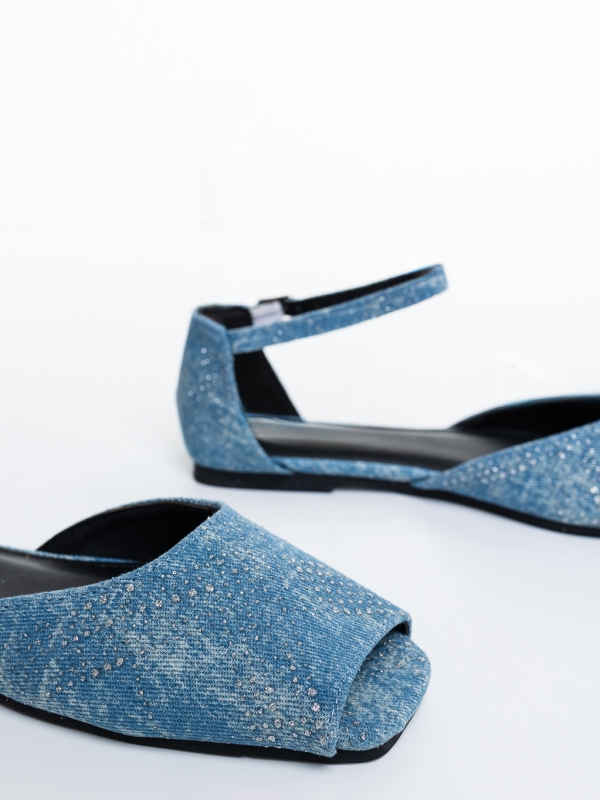 Elmena kék női szandál textil anyagból, 6 - Kalapod.hu