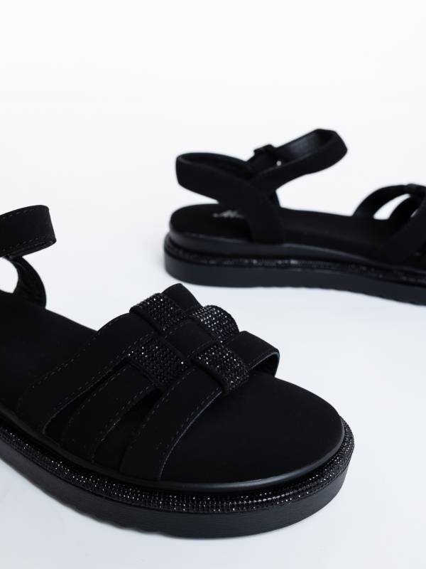 Adaya fekete női szandál textil anyagból, 6 - Kalapod.hu