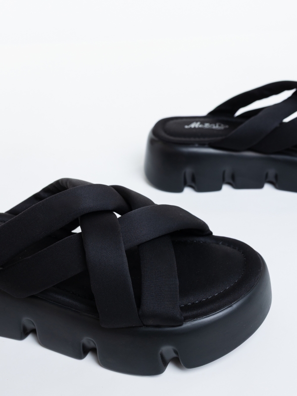 Savana fekete női papucs textil anyagból, 6 - Kalapod.hu