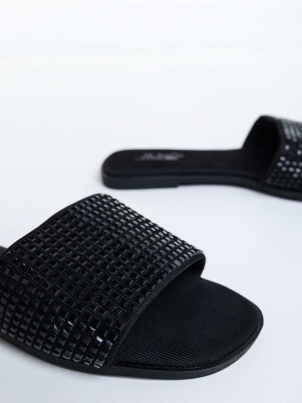 Meara fekete női papucs textil anyagból, 6 - Kalapod.hu