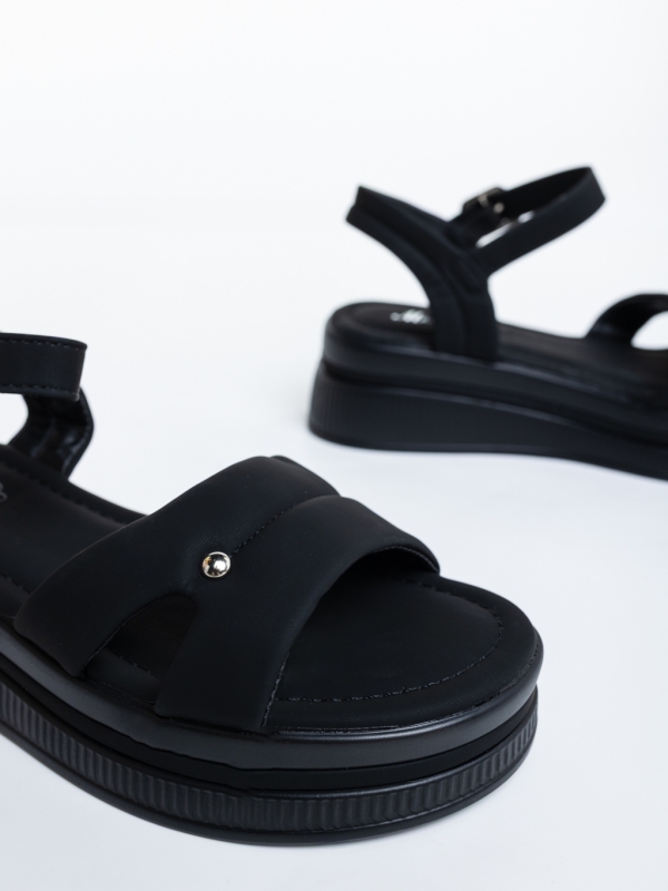 Dasva fekete női  platformos szandál textil anyagból, 6 - Kalapod.hu