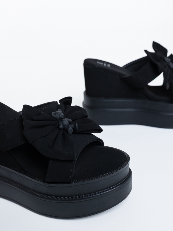 Darcy fekete női platformos papucs textil anyagból, 6 - Kalapod.hu