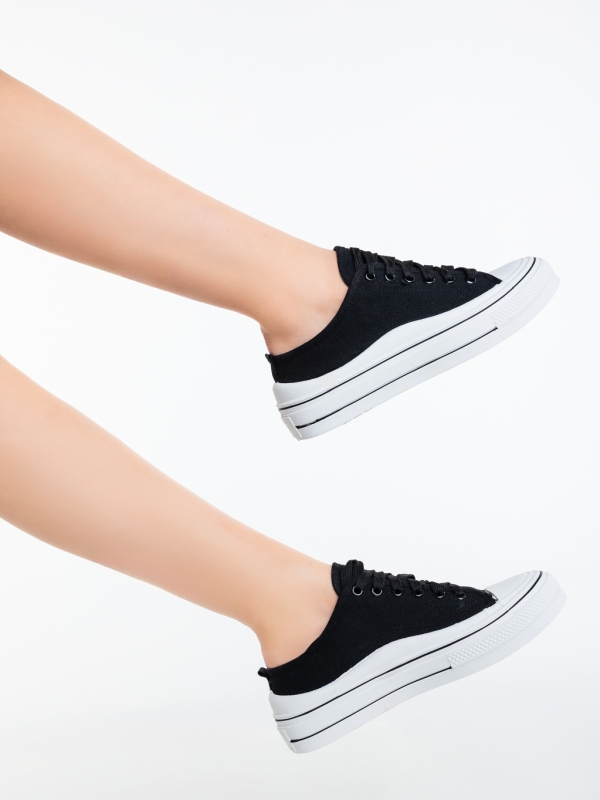 Eleanor fekete női tornacipő, textil anyagból készült, 4 - Kalapod.hu