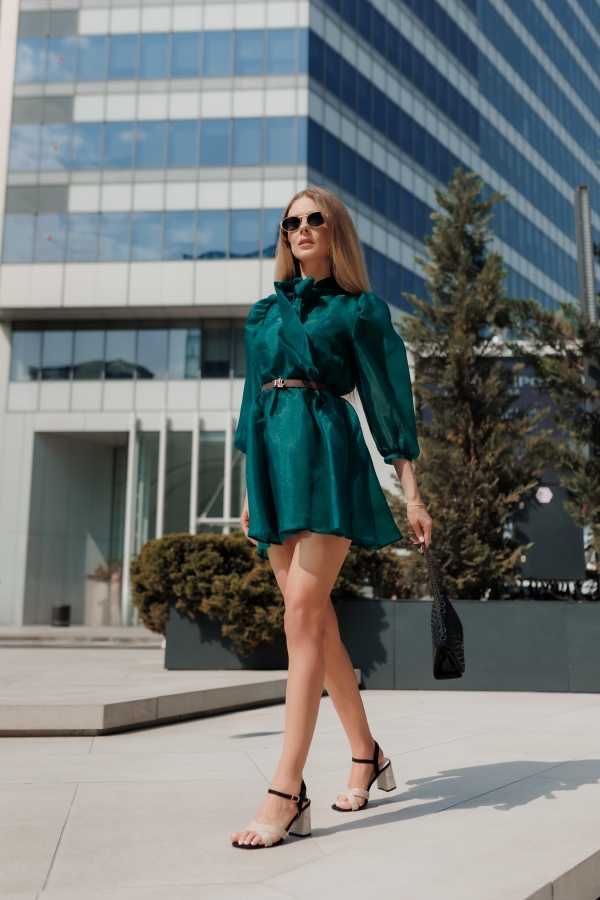 Rosea fekete női magassarkú szandál textil anyagból, 2 - Kalapod.hu